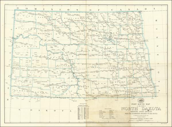 32-South Dakota Map By United States Post Office