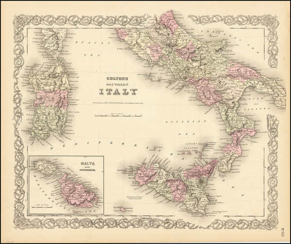 94-Southern Italy, Malta and Sicily Map By 