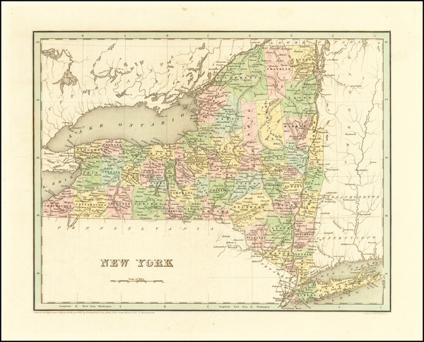 91-New York State Map By Thomas Gamaliel Bradford