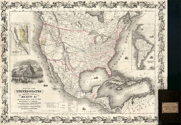 55-United States and California Map By Joseph Hutchins Colton