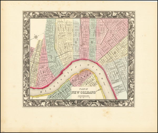 33-New Orleans Map By Samuel Augustus Mitchell Jr.