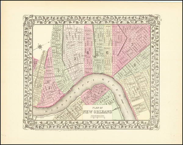 67-New Orleans Map By Samuel Augustus Mitchell Jr.