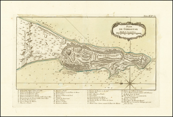 22-Gibraltar Map By Jacques Nicolas Bellin