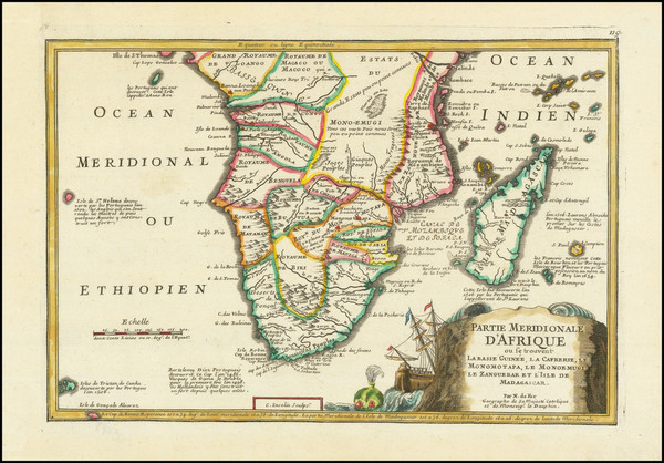 54-South Africa Map By Nicolas de Fer