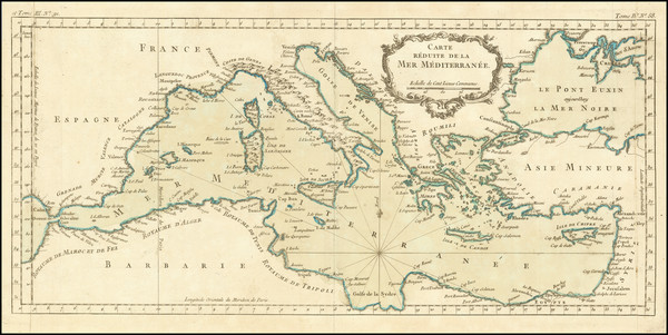 40-Mediterranean Map By Jacques Nicolas Bellin