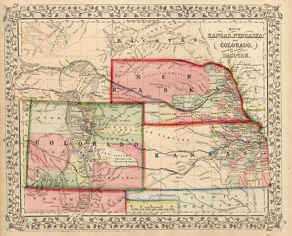 26-Plains, Southwest and Rocky Mountains Map By Samuel Augustus Mitchell Jr.