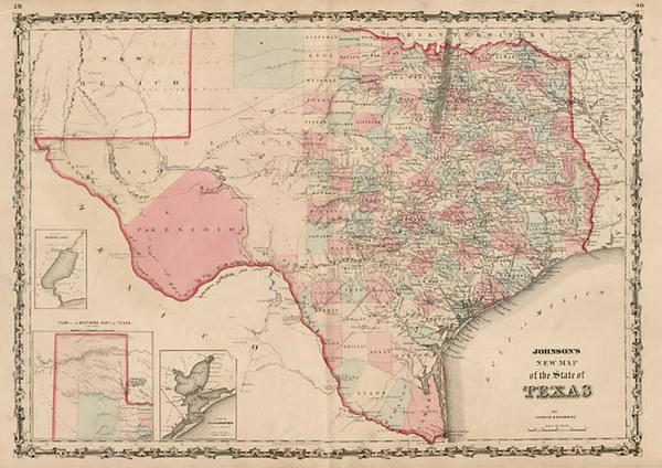 43-Texas Map By Alvin Jewett Johnson  &  Ross C. Browning