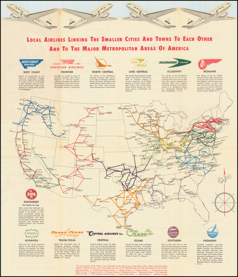 47-United States and Curiosities Map By Conference of Local Airlines