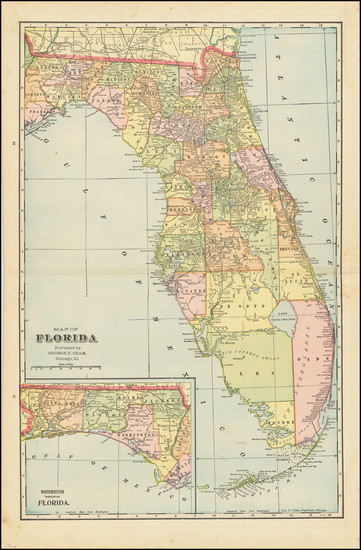 40-Florida Map By George F. Cram