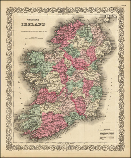 71-Ireland Map By Joseph Hutchins Colton