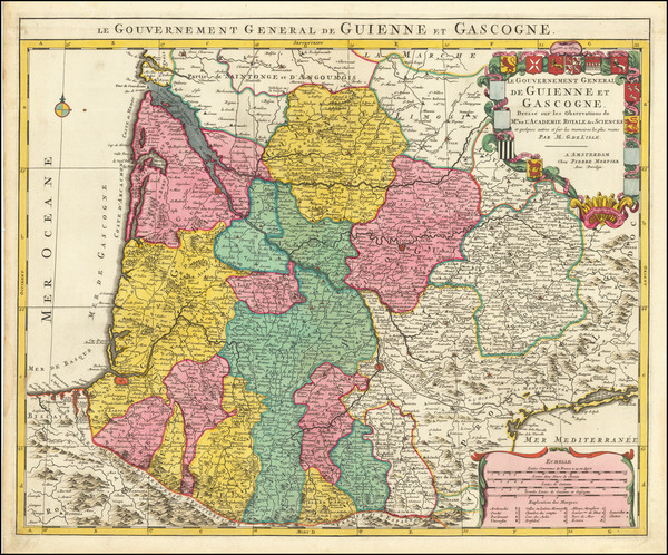 10-Grand Sud-Ouest Map By Guillaume De L'Isle / Pierre Mortier