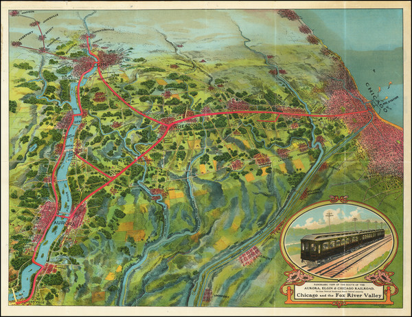 14-Illinois and Chicago Map By Northwestern Litho. Co. Milwaukee / Rand McNally & Company