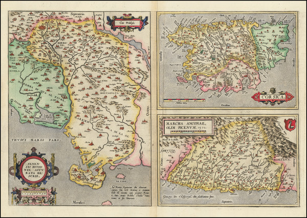 26-Northern Italy and Corsica Map By Abraham Ortelius