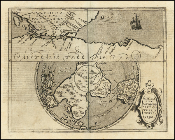 20-Polar Maps, Argentina, Chile, South Africa and Australia Map By Johannes Matalius Metellus