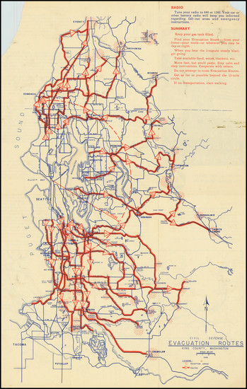 79-Washington Map By Seattle & King County Civil Defense Departments