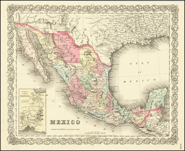 59-Mexico Map By Joseph Hutchins Colton
