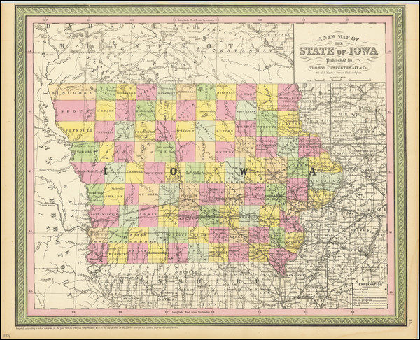 67-Iowa Map By Thomas, Cowperthwait & Co.