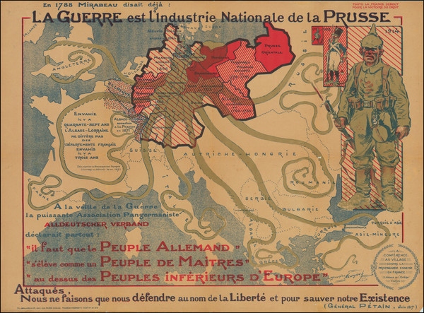 99-Europe, Comic & Anthropomorphic, World War I and Curiosities Map By Maurice Neumont