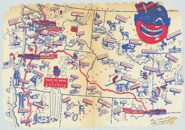 39-Rocky Mountains, Pacific Northwest and Pictorial Maps Map By Anonymous