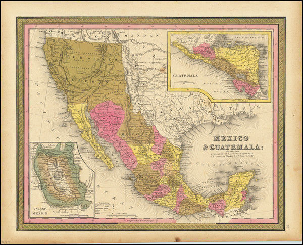 24-Texas, Southwest, Mexico, Central America and California Map By Samuel Augustus Mitchell