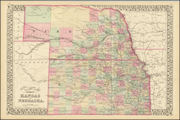 27-Kansas and Nebraska Map By Samuel Augustus Mitchell Jr.