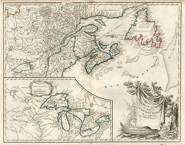 46-New England, Midwest and Canada Map By Didier Robert de Vaugondy