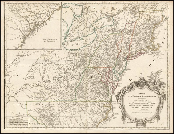 83-New England, Mid-Atlantic and Southeast Map By Didier Robert de Vaugondy