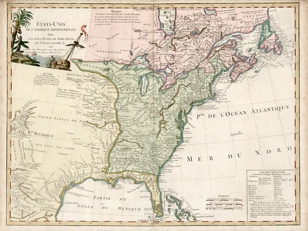 9-United States and Canada Map By Charles Francois Delamarche