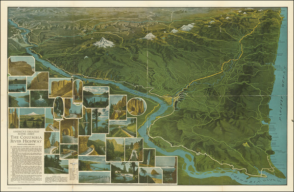 46-Oregon and Pictorial Maps Map By Fred A. Routledge