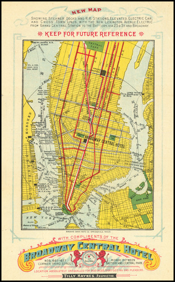 87-New York City Map By Brooks Bank Note Company