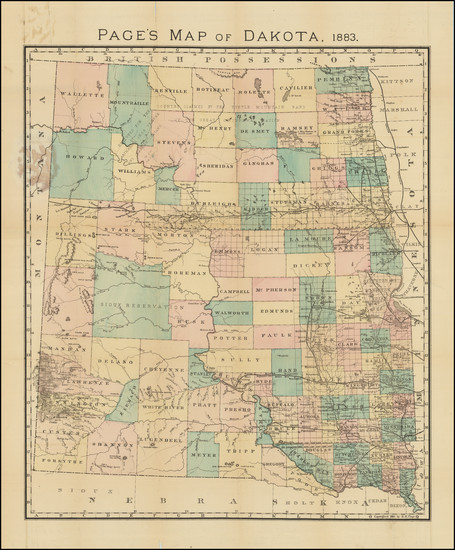 100-North Dakota and South Dakota Map By H.R. Page