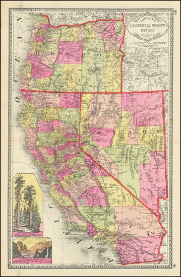 2-Nevada, Oregon and California Map By H.C. Tunison