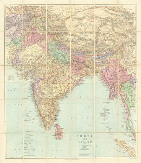85-India Map By Edward Stanford
