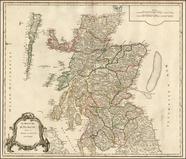 100-Scotland Map By Gilles Robert de Vaugondy / Charles Francois Delamarche