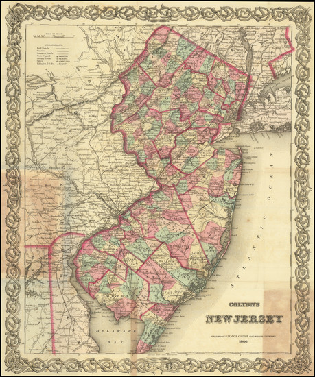 43-New Jersey Map By Joseph Hutchins Colton