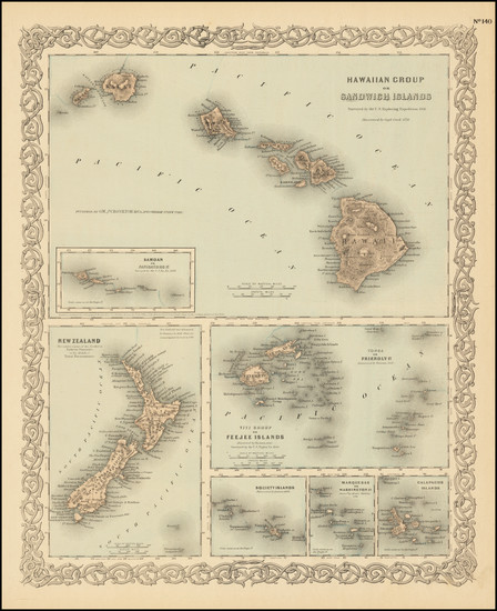 52-Hawaii and Hawaii Map By Joseph Hutchins Colton