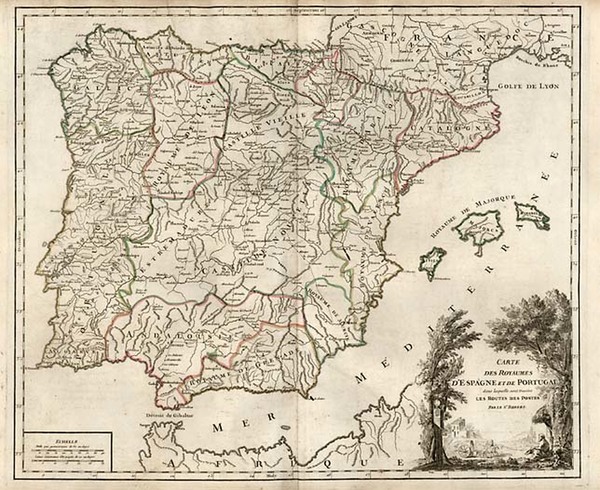 36-Europe, Spain and Portugal Map By Gilles Robert de Vaugondy