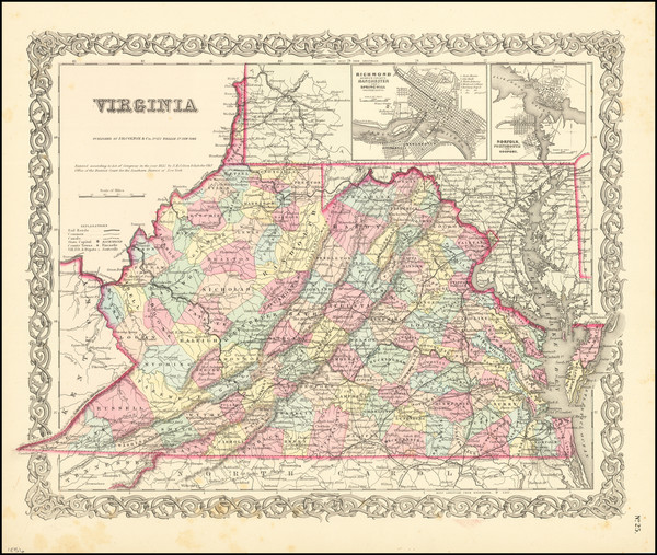 38-West Virginia and Virginia Map By G.W.  & C.B. Colton