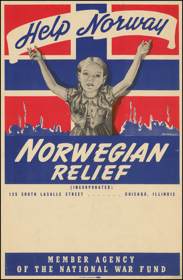 91-Norway and World War II Map By Norwegian Relief Fund / Carl Holte