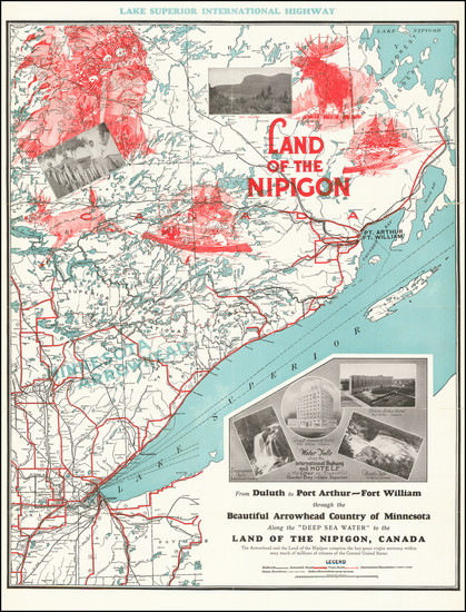 18-Minnesota, Pictorial Maps and Eastern Canada Map By Tourist Bureau of Fort William / Chamber of