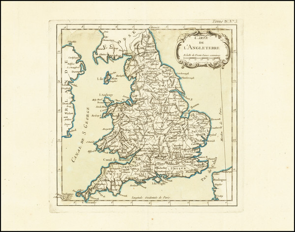 40-England and Wales Map By Jacques Nicolas Bellin