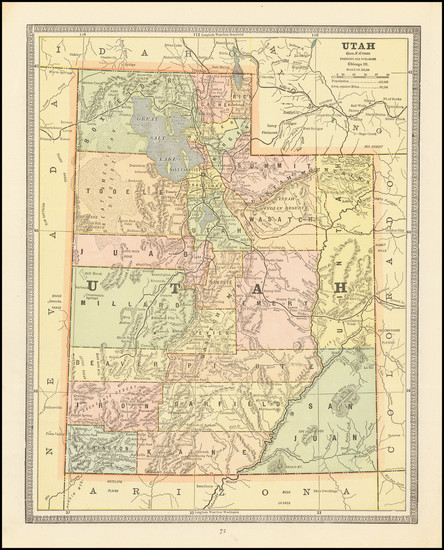 80-Utah and Utah Map By George F. Cram