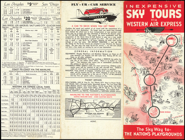 90-Nevada, Pictorial Maps and California Map By Western Air Express