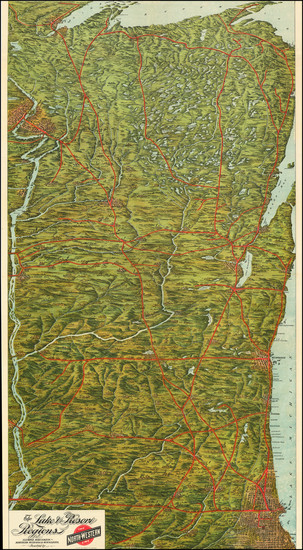 3-Illinois, Minnesota, Wisconsin and Pictorial Maps Map By The North-Western Line / Orcutt Co.