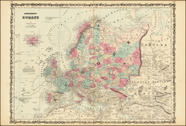 45-Europe Map By Alvin Jewett Johnson  &  Benjamin P Ward