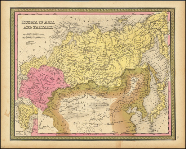 76-China, Central Asia & Caucasus and Russia in Asia Map By Samuel Augustus Mitchell