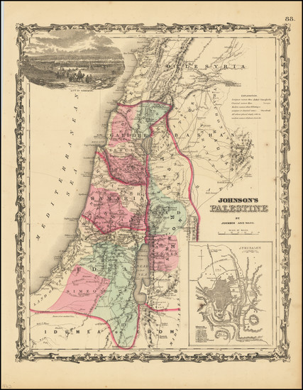 74-Holy Land Map By Alvin Jewett Johnson  &  Benjamin P Ward