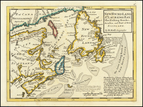 83-Eastern Canada Map By Herman Moll