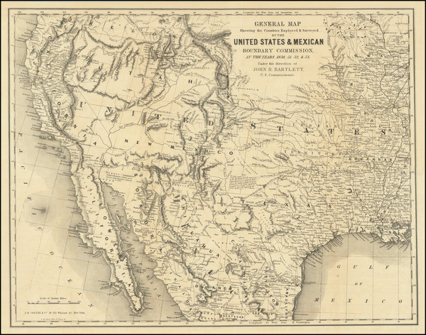 53-Texas, Southwest, Rocky Mountains, Mexico and California Map By John Bartlett