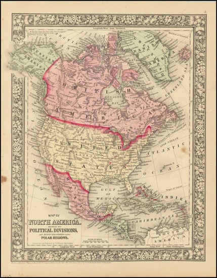 66-North America Map By Samuel Augustus Mitchell Jr.